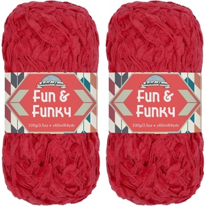 image:imageJubileeYarn Fun and Funky Yarn  100gSkein Chunky Bamboo Rayon  Waterfall  2 Skeins931 Scarlet