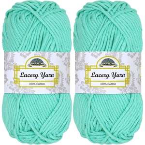 image:imageJubileeYarn Lacery Chunky Cotton Yarn Light Buttercream 4 Skeins  100gSkein108 Marina Green