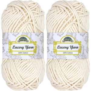image:imageJubileeYarn Lacery Chunky Cotton Yarn Light Buttercream 4 Skeins  100gSkein403 Moon Beam