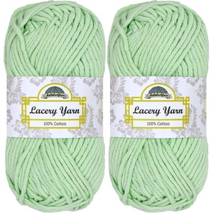 image:imageJubileeYarn Lacery Chunky Cotton Yarn Light Buttercream 4 Skeins  100gSkein503 Green Mint