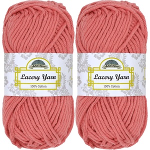 image:imageJubileeYarn Lacery Chunky Cotton Yarn Light Buttercream 4 Skeins  100gSkein505 Soft Red
