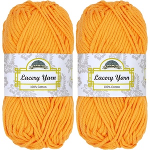 image:imageJubileeYarn Lacery Chunky Cotton Yarn Light Buttercream 4 Skeins  100gSkein509 Bright Orange