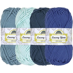 image:imageJubileeYarn Lacery Yarn  100gSkein Chunky Cotton  Shades of Green  4 Skeins96 Shades of Blue