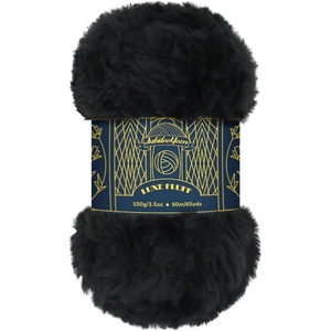image:imageJubileeYarn Luxe Fluff Yarn  100gSkein Chunky Polyester Faux Fur  Heron  2 Skeins101 Black