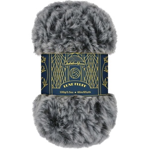 image:imageJubileeYarn Luxe Fluff Yarn  100gSkein Chunky Polyester Faux Fur  Heron  2 Skeins81 Black and White