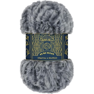 image:imageJubileeYarn Luxe Fluff Yarn  100gSkein Chunky Polyester Faux Fur  Heron  2 Skeins83 Ash Grey