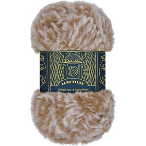 image:imageJubileeYarn Luxe Fluff Yarn  100gSkein Chunky Polyester Faux Fur  Heron  2 Skeins87 Brown and White