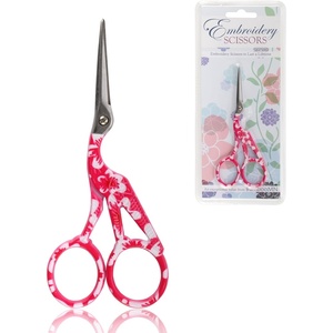 image:imageJubileeYarn Pointed Tip Embroidery Craft Stainless Steel Stork Scissors  White  1 UnitStork Red
