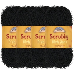 image:imageJubileeYarn Scrubby Dish Yarn  50gSkein Dishcloth Polyester  Lime Green  4 Skeins01 Black