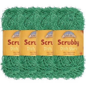 image:imageJubileeYarn Scrubby Dish Yarn  50gSkein Dishcloth Polyester  Lime Green  4 Skeins110 Forest Green