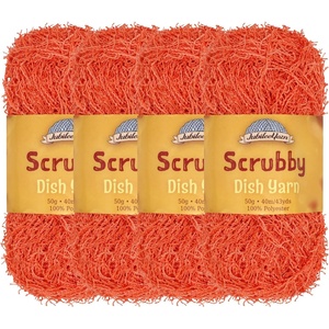image:imageJubileeYarn Scrubby Dish Yarn  50gSkein Dishcloth Polyester  Lime Green  4 Skeins16 Coral