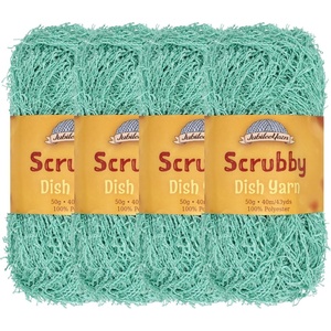 image:imageJubileeYarn Scrubby Dish Yarn  50gSkein Dishcloth Polyester  Lime Green  4 Skeins308 Caribbean Green