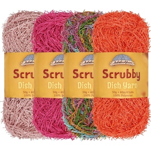 image:imageJubileeYarn Scrubby Dish Yarn  50gSkein Dishcloth Polyester  Lime Green  4 SkeinsShades of Pink