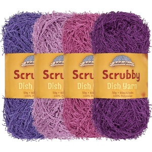 image:imageJubileeYarn Scrubby Dish Yarn  50gSkein Dishcloth Polyester  Lime Green  4 SkeinsShades of Purple