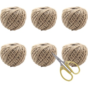 image:imageJubileeYarn Six Balls of Natural Jute Twine Craft String and One Pair of Scissors 1mm Thick 1350 feet 411 Meters Per PackageNatural