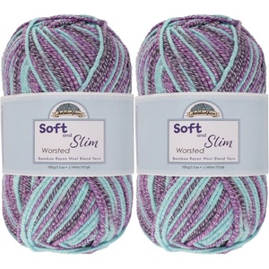 image:imageJubileeYarn Soft and Slim Worsted Yarn  100gSkein Bamboo Rayon Wool Blend  Glacier Blue  2 Skeins018 Aphrodite
