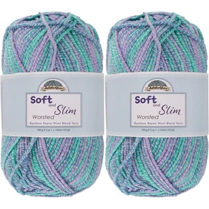 image:imageJubileeYarn Soft and Slim Worsted Yarn  100gSkein Bamboo Rayon Wool Blend  Glacier Blue  2 Skeins020 Poseidon