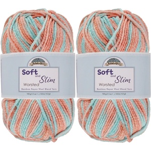 image:imageJubileeYarn Soft and Slim Worsted Yarn  100gSkein Bamboo Rayon Wool Blend  Glacier Blue  2 Skeins122 Hypnos