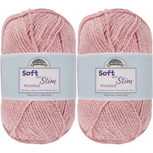 image:imageJubileeYarn Soft and Slim Worsted Yarn  100gSkein Bamboo Rayon Wool Blend  Glacier Blue  2 Skeins1522 Rose Dawn