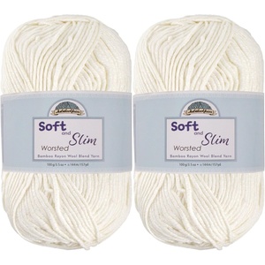 image:imageJubileeYarn Soft and Slim Worsted Yarn  100gSkein Bamboo Rayon Wool Blend  Glacier Blue  2 Skeins2001 Cornsilk