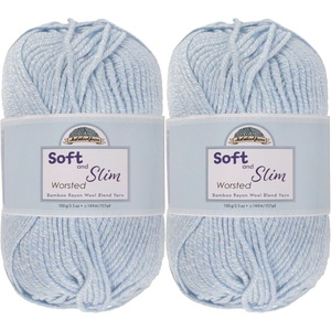 image:imageJubileeYarn Soft and Slim Worsted Yarn  100gSkein Bamboo Rayon Wool Blend  Glacier Blue  2 Skeins213 Glacier Blue