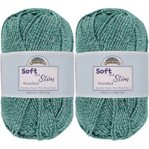 image:imageJubileeYarn Soft and Slim Worsted Yarn  100gSkein Bamboo Rayon Wool Blend  Glacier Blue  2 Skeins218 Frozen Tide