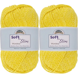 image:imageJubileeYarn Soft and Slim Worsted Yarn  100gSkein Bamboo Rayon Wool Blend  Glacier Blue  2 Skeins220 Daisy Yellow