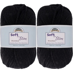 image:imageJubileeYarn Soft and Slim Worsted Yarn  100gSkein Bamboo Rayon Wool Blend  Glacier Blue  2 Skeins2622 Tuxedo Black