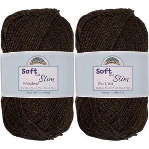image:imageJubileeYarn Soft and Slim Worsted Yarn  100gSkein Bamboo Rayon Wool Blend  Glacier Blue  2 Skeins9911 Dark Chocolate