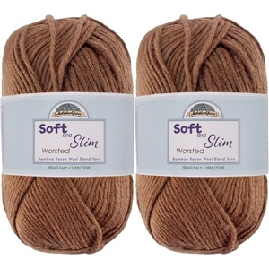 image:imageJubileeYarn Soft and Slim Worsted Yarn  100gSkein Bamboo Rayon Wool Blend  Glacier Blue  2 Skeins9912 Milk Chocolate