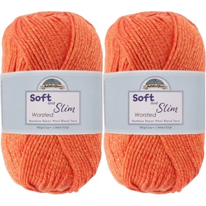image:imageJubileeYarn Soft and Slim Worsted Yarn  100gSkein Bamboo Rayon Wool Blend  Glacier Blue  2 Skeins9913 Apricot