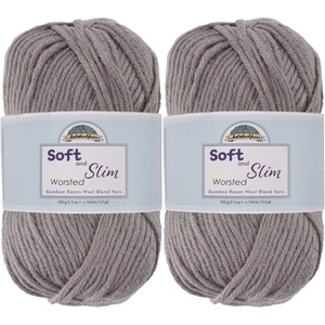 image:imageJubileeYarn Soft and Slim Worsted Yarn  100gSkein Bamboo Rayon Wool Blend  Glacier Blue  2 Skeins9916 Pin Stripe Grey