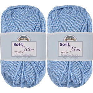 image:imageJubileeYarn Soft and Slim Worsted Yarn  100gSkein Bamboo Rayon Wool Blend  Glacier Blue  2 Skeins999 Heather Sky