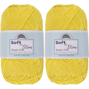 image:imageJubileeYarn Soft and Slim Yarn  50gSkein Bamboo Rayon Wool Blend  Pegasus  2 Skeins220 Daisy Yellow