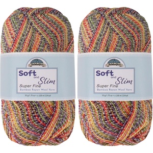 image:imageJubileeYarn Soft and Slim Yarn  50gSkein Bamboo Rayon Wool Blend  Pegasus  2 Skeins990 Candy Swirl