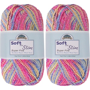 image:imageJubileeYarn Soft and Slim Yarn  50gSkein Bamboo Rayon Wool Blend  Pegasus  2 Skeins991 Cotton Candy