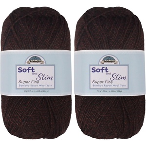 image:imageJubileeYarn Soft and Slim Yarn  50gSkein Bamboo Rayon Wool Blend  Pegasus  2 Skeins9911 Dark Chocolate
