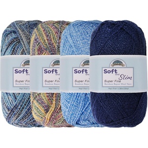 image:imageJubileeYarn Soft and Slim Yarn  50gSkein Bamboo Rayon Wool Blend  Pegasus  2 SkeinsShades of Blue