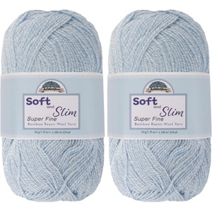 image:imageJubileeYarn Soft and Slim Yarn  50gSkein Bamboo Rayon Wool Blend  Shades of Pink  4 Skeins213 Glacier Blue