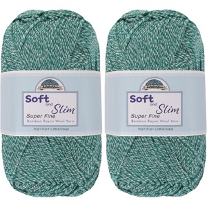 image:imageJubileeYarn Soft and Slim Yarn  50gSkein Bamboo Rayon Wool Blend  Shades of Pink  4 Skeins218 Frozen Tide