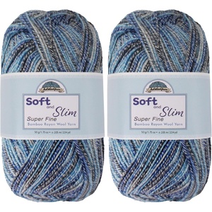 image:imageJubileeYarn Soft and Slim Yarn  50gSkein Bamboo Rayon Wool Blend  Shades of Pink  4 Skeins981 Blueberry Splash