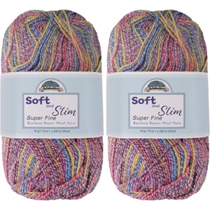 image:imageJubileeYarn Soft and Slim Yarn  50gSkein Bamboo Rayon Wool Blend  Shades of Pink  4 Skeins985 Confetti
