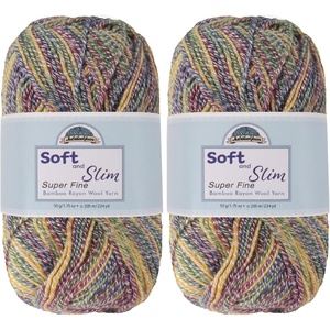 image:imageJubileeYarn Soft and Slim Yarn  50gSkein Bamboo Rayon Wool Blend  Shades of Pink  4 Skeins987 Jackpot Party