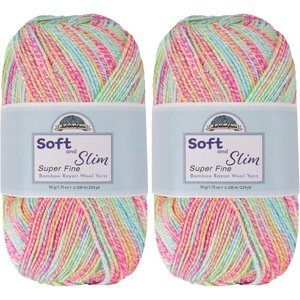 image:imageJubileeYarn Soft and Slim Yarn  50gSkein Bamboo Rayon Wool Blend  Shades of Pink  4 Skeins988 Rainbow Sprinkles
