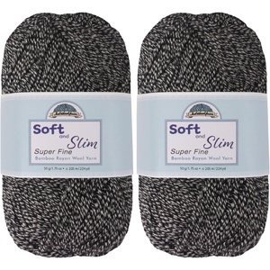 image:imageJubileeYarn Soft and Slim Yarn  50gSkein Bamboo Rayon Wool Blend  Shades of Pink  4 Skeins9910 Heather Black