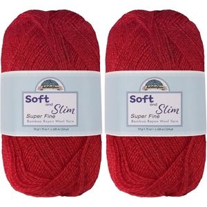 image:imageJubileeYarn Soft and Slim Yarn  50gSkein Bamboo Rayon Wool Blend  Shades of Pink  4 Skeins9914 Ruby Red