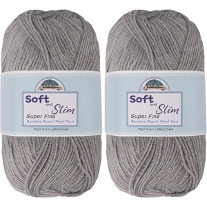 image:imageJubileeYarn Soft and Slim Yarn  50gSkein Bamboo Rayon Wool Blend  Shades of Pink  4 Skeins9916 Pin Stripe Grey
