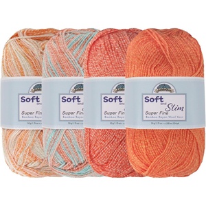 image:imageJubileeYarn Soft and Slim Yarn  50gSkein Bamboo Rayon Wool Blend  Shades of Pink  4 SkeinsShades of Orange