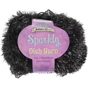 image:imageJubileeYarn Sparkly Dish Scrubby Yarn  50gBall Worsted Polyester  Deep Blue  4 Balls02 Black