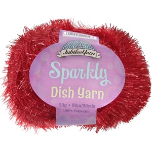 image:imageJubileeYarn Sparkly Dish Scrubby Yarn  50gBall Worsted Polyester  Deep Blue  4 Balls101 Red